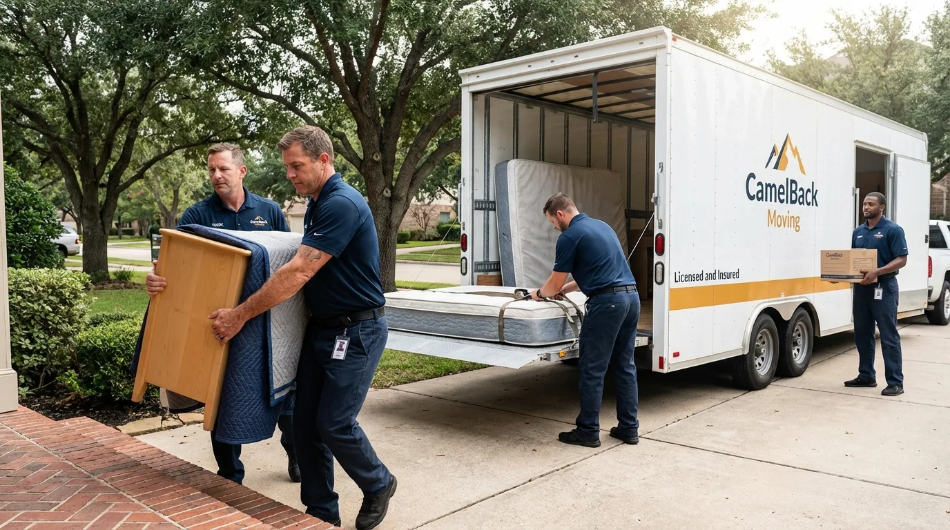 Crew loading residential truck for cross-state move from Audubon, NJ