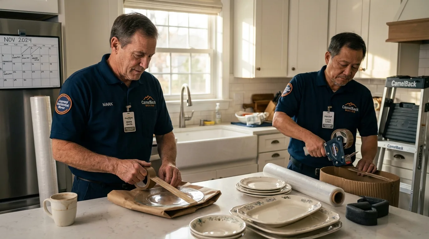 Professional crew packing kitchen dishware in Audubon, NJ